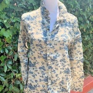NEW CP Shades Collared Linen Floral Shirt XS
